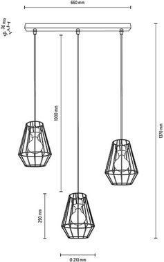 BRITOP LIGHTING Hängeleuchte Endorfina, Leuchtmittel wechselbar, ohne Leuchtmittel, Dekorative Leuchte aus Metall mit Elementen aus Eichenholz