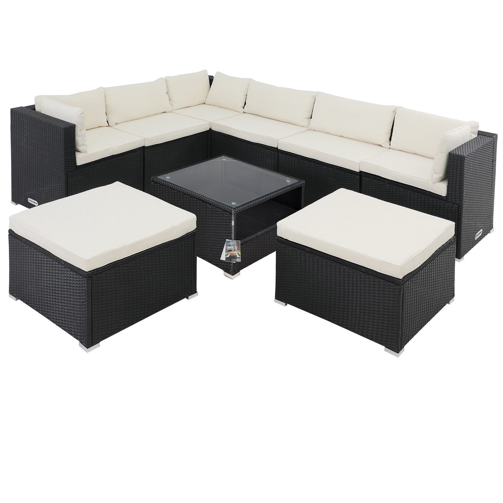Casaria Gartenlounge-Set, (26-tlg), Gartenmöbel 8 Personen Tisch 7cm Auflagen Sicherheitsglas Lounge