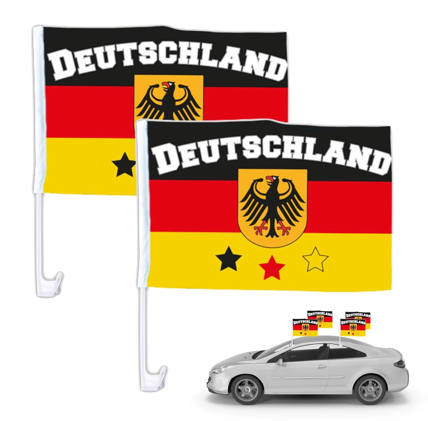 Dekotalent® Flagge 2x Autofahnen Adler Autoflagge Deutschland Auto Autofahne Fahne Flagge (2-St)