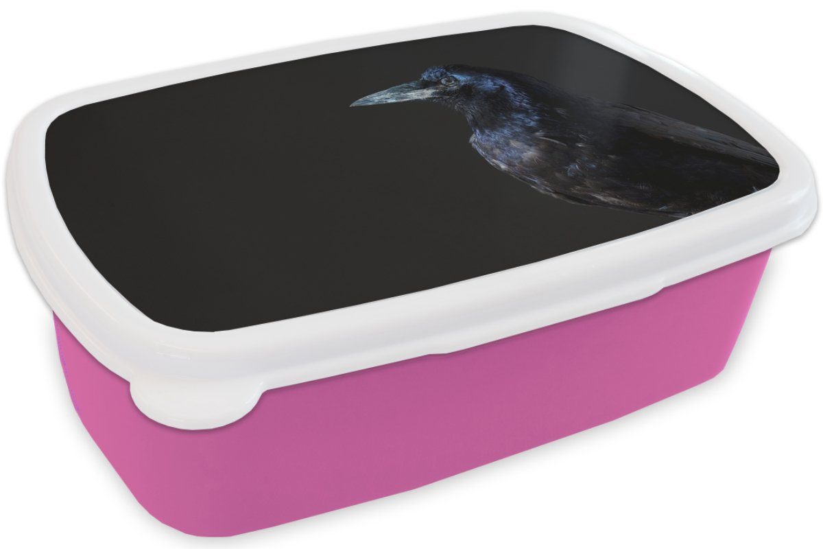 Brotbox - Vogel MuchoWow Snackbox, rosa - (2-tlg), Kunststoff, Kinder, Kunststoff Brotdose Schwarz, Mädchen, Tiere Lunchbox für Erwachsene,