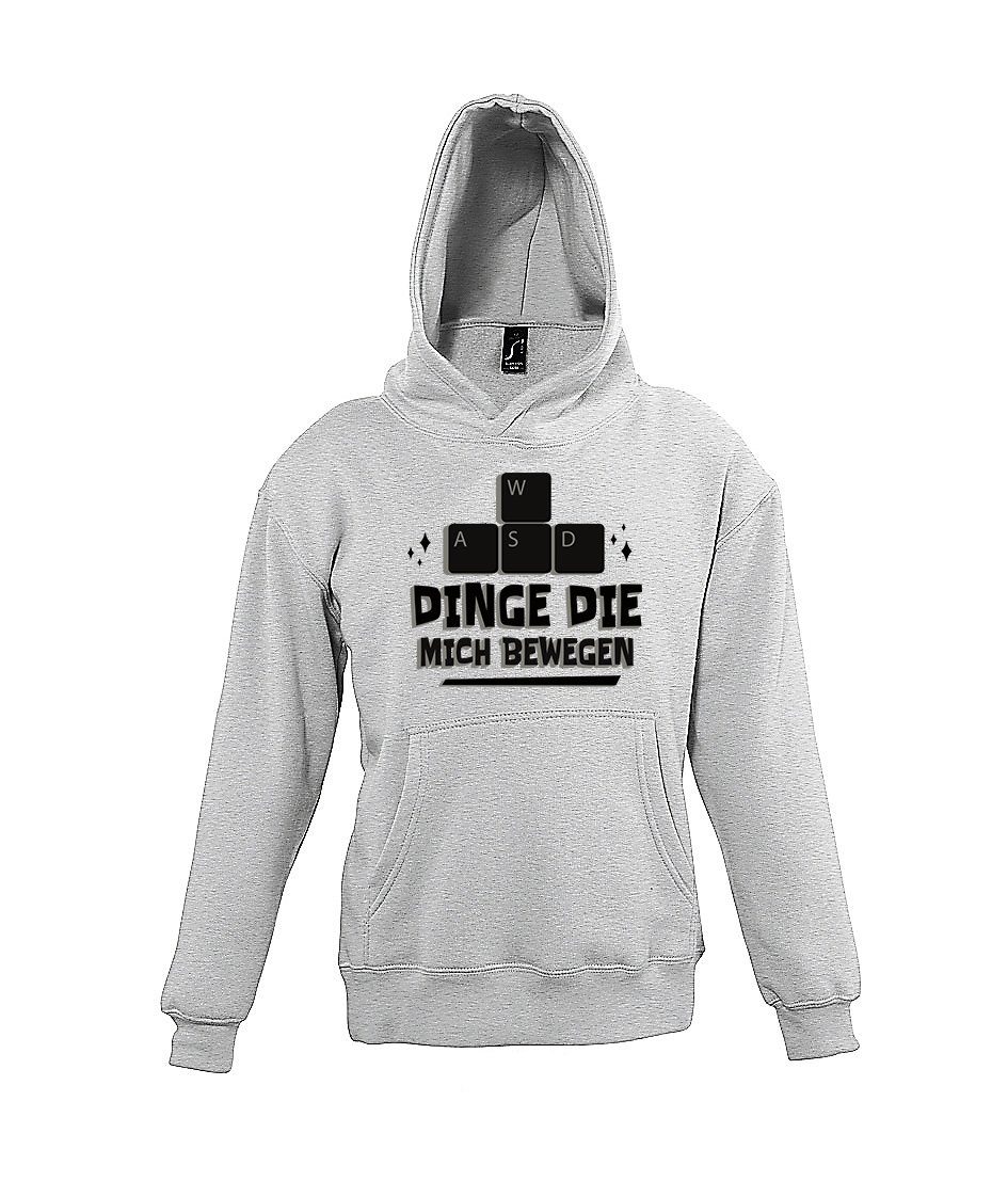 Youth Designz Kapuzenpullover Dinge Die Mich Bewegen Kinder Hoodie mit lustigem Gaming Frontprint Grau