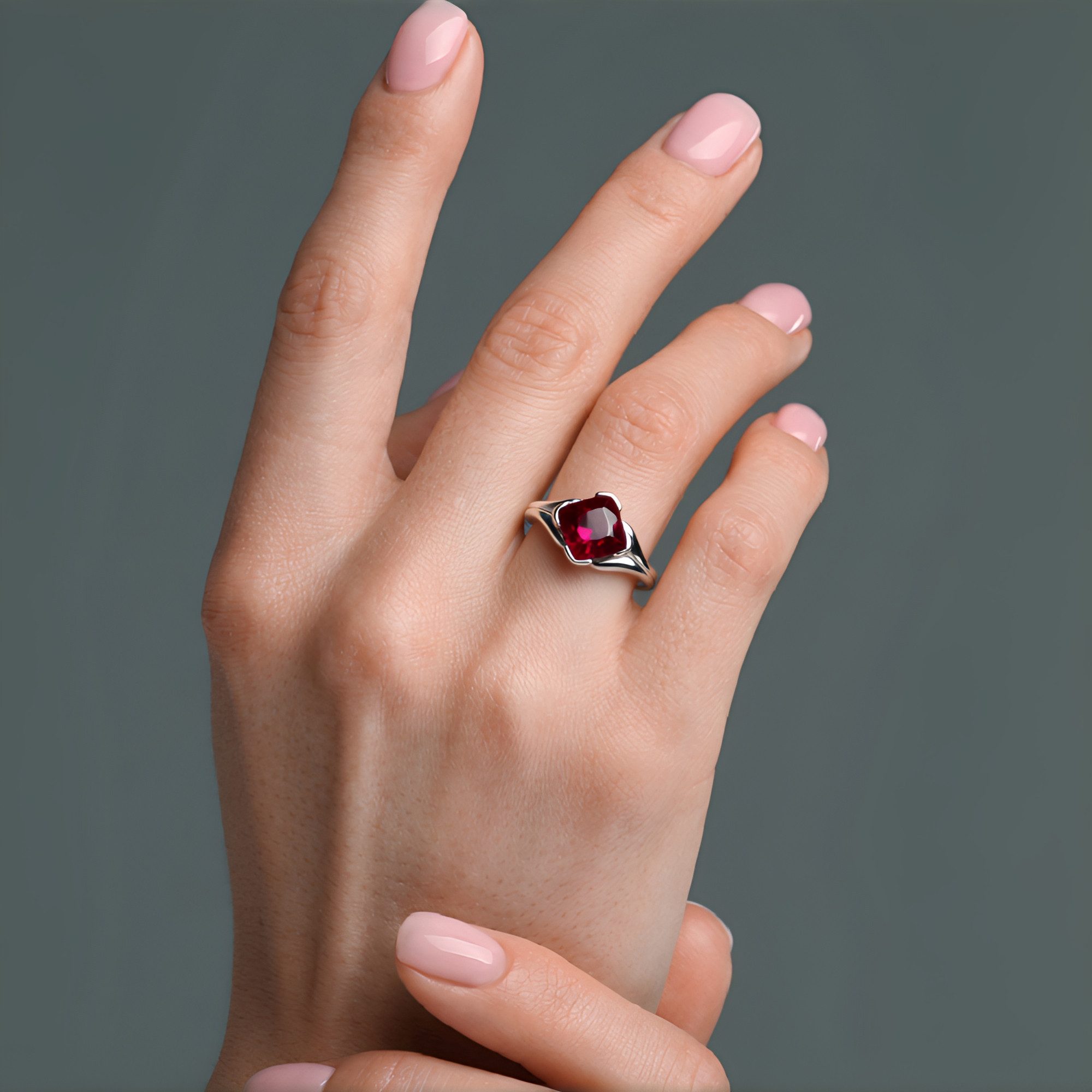 Cavill Solitärring Cavill Rubinring 2,81 ct Kissenschliff Rubin Sterlingsilber platin (1-tlg)
