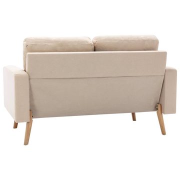 vidaXL Sofa 2-Sitzer-Sofa Creme Stoff Couch