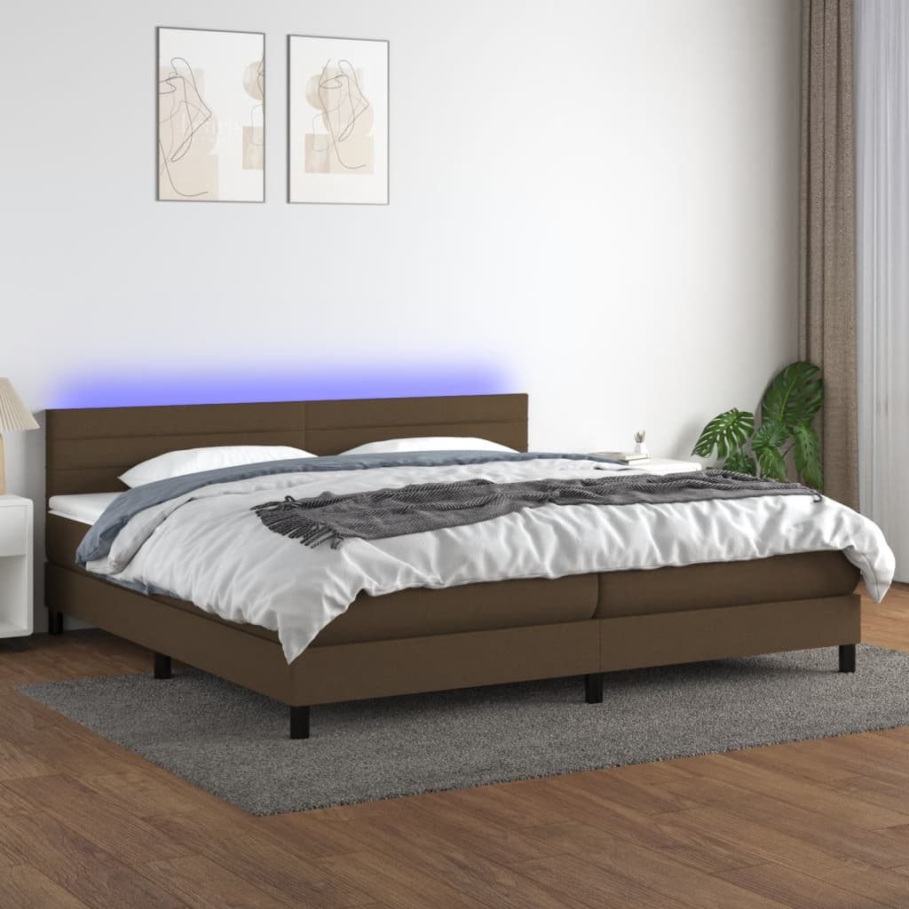 vidaXL Boxspringbett Boxspringbett mit Matratze LED Dunkelbraun 200x200 cm günstig online kaufen