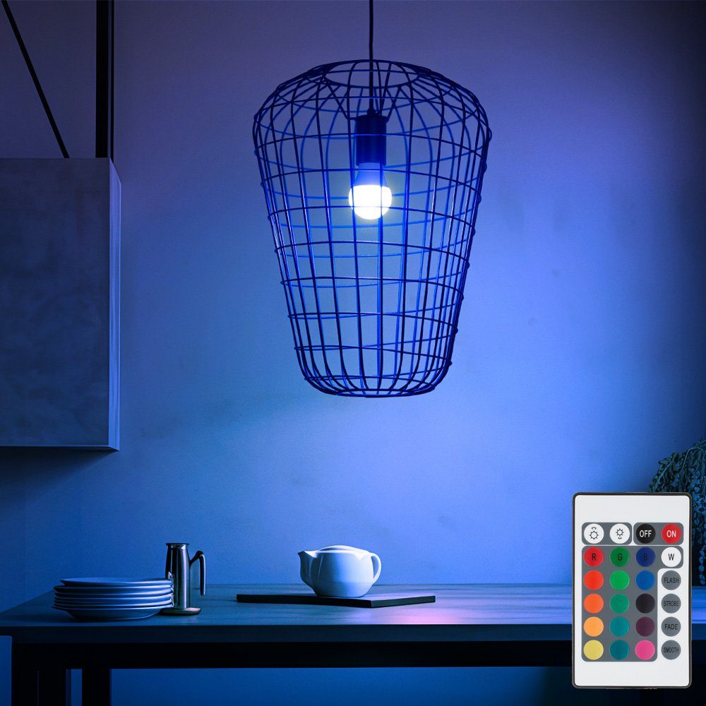 etc-shop LED Pendelleuchte, Leuchtmittel inklusive, Warmweiß, Farbwechsel, Vintage Hänge Leuchte Fernbedienung Decken Lampe