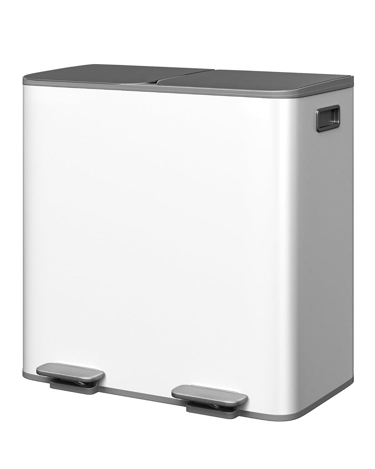 GarveeMore Mülleimer 2 x 40L aus Edelstahl,Doppelfach Abfallbehälter mit Soft-Close-Deckel, Tretmechanismus und PP-Innenbehältern,ideal Recycling Mülltrennsystem