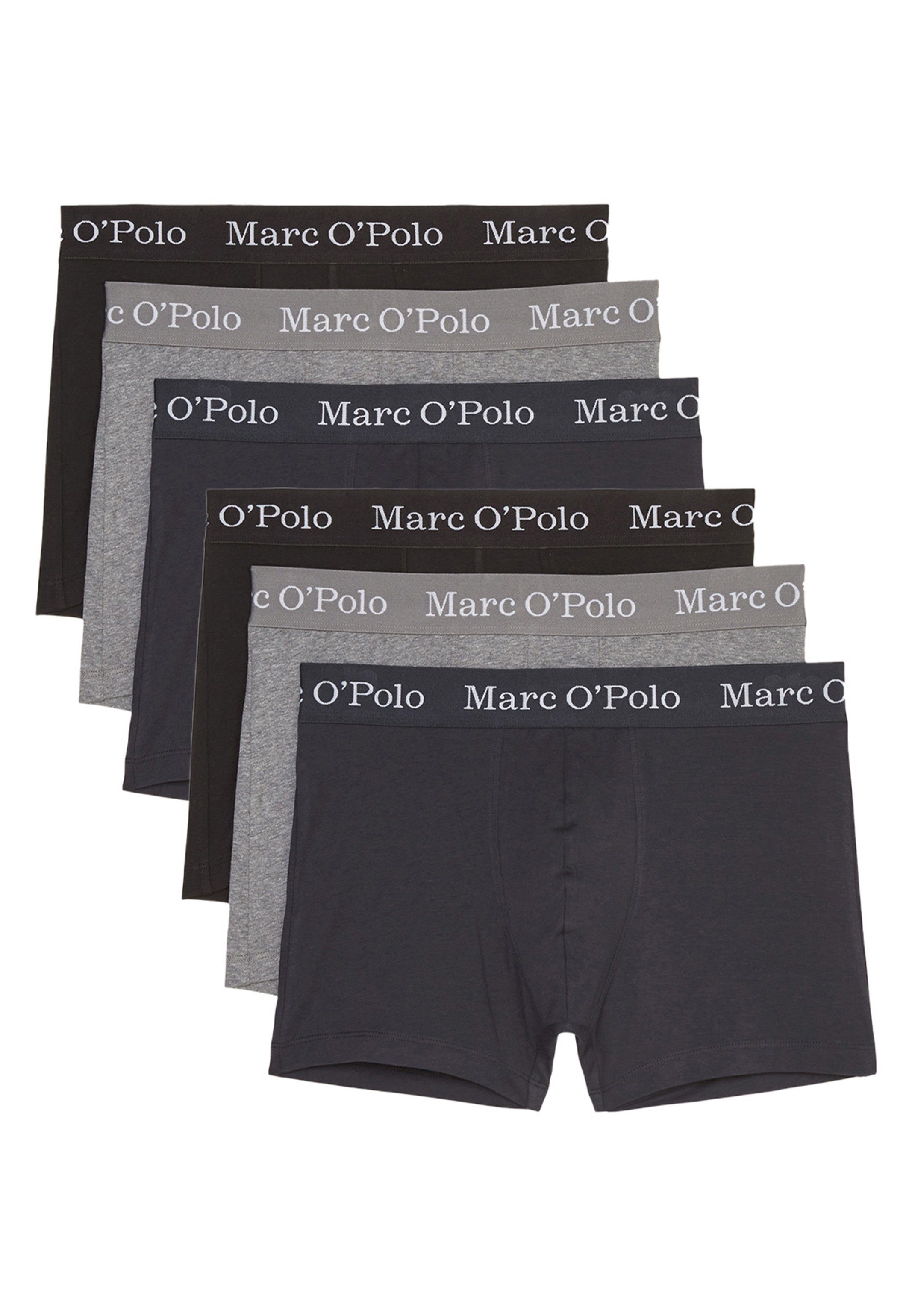 Marc O'Polo Boxer (Spar-Set, Baumwolle Ohne - Cotton 6-St) - Eingriff Long Elements Retro Pack - Short Melange Organic 6er / Black/Navy/Grey Pant