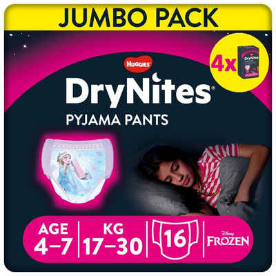 HUGGIES Windeln DryNites Nacht-Windeln Mädchen 4-7 J. (17-30kg), 64 Stk, Inkontinenz