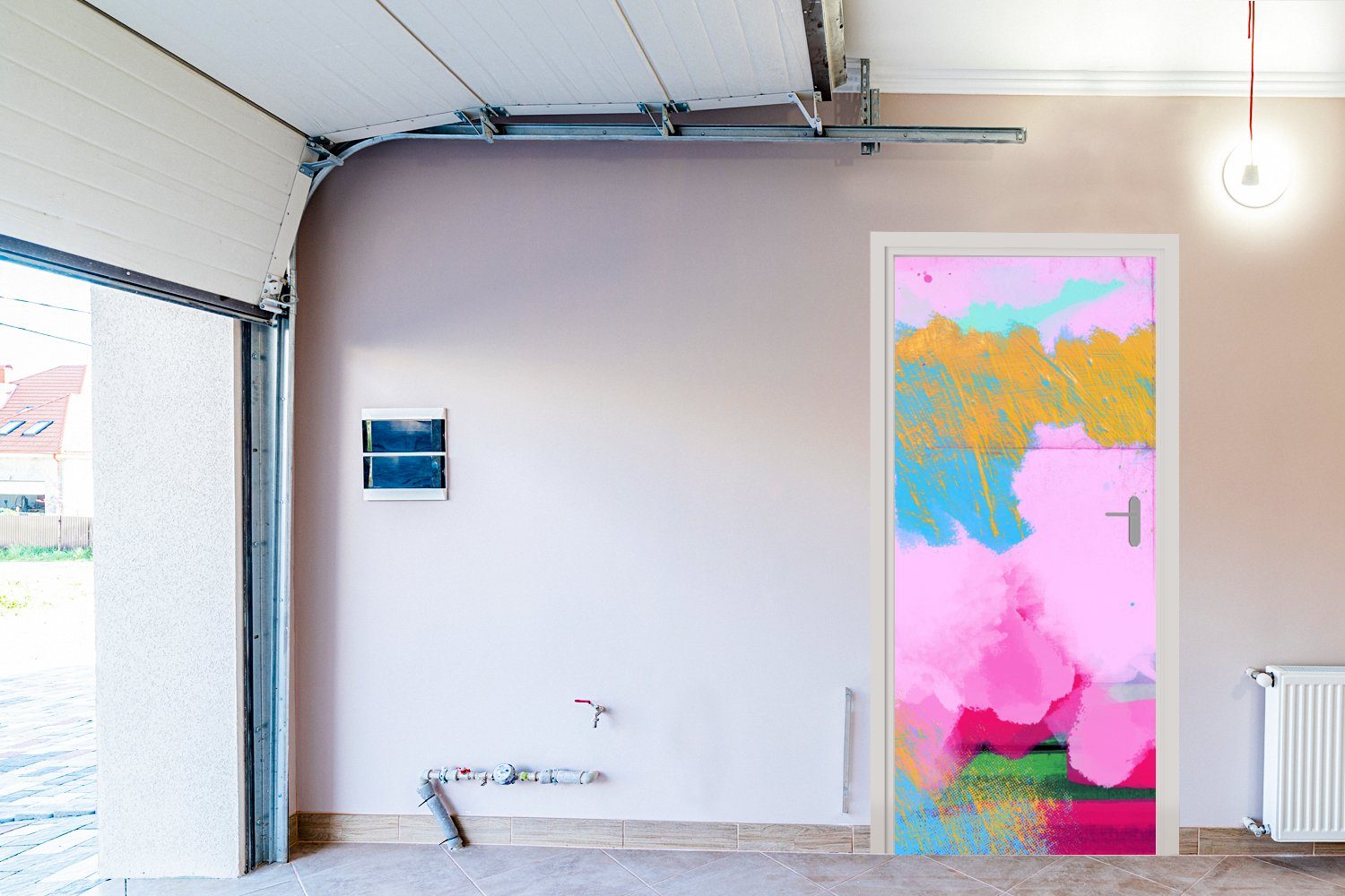 MuchoWow Abstrakt, Matt, bedruckt, Fototapete 75x205 St), Türaufkleber, - Tür, für Regenbogen - Farbe (1 cm Türtapete