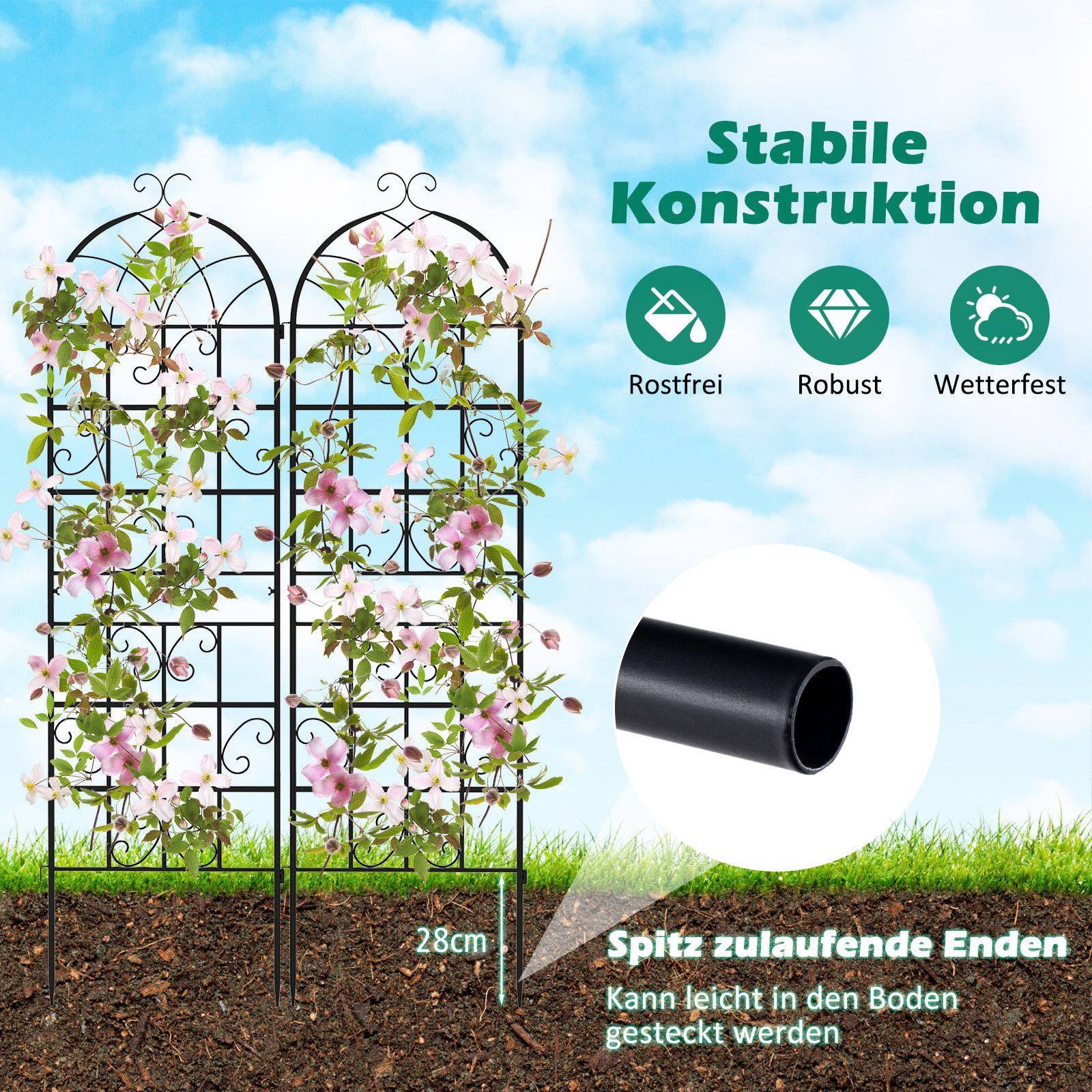 Thumbnail - COSTWAY Gartenzaun, (2-St), Rankgitter, Rankhilfe, 2er Set, 180 x 50 cm