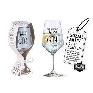 GILDE Weinglas Weinglas 'Gib deinem Leben einen Gin' 530ml 52862, Glas