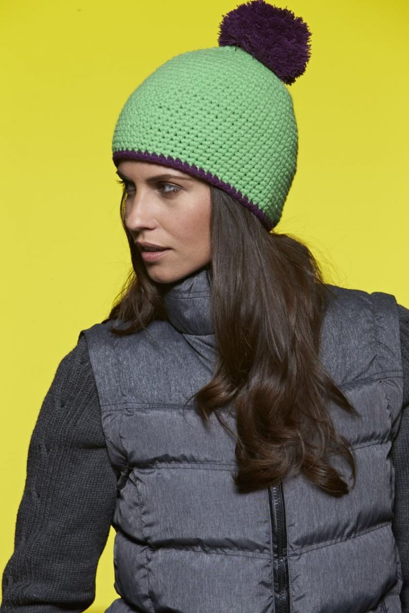 Myrtle Beach Bommelmütze Pompon Hat with Contrast Stripe Wintermütze