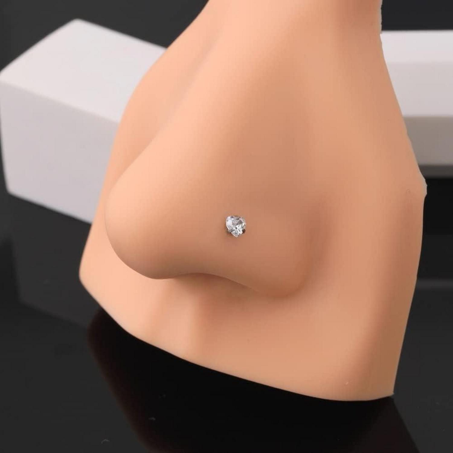 OUFER Nasenpiercing 20G Titanium Nose Ring S-Form CZ Star Nose Piercing 3mm Jewelry