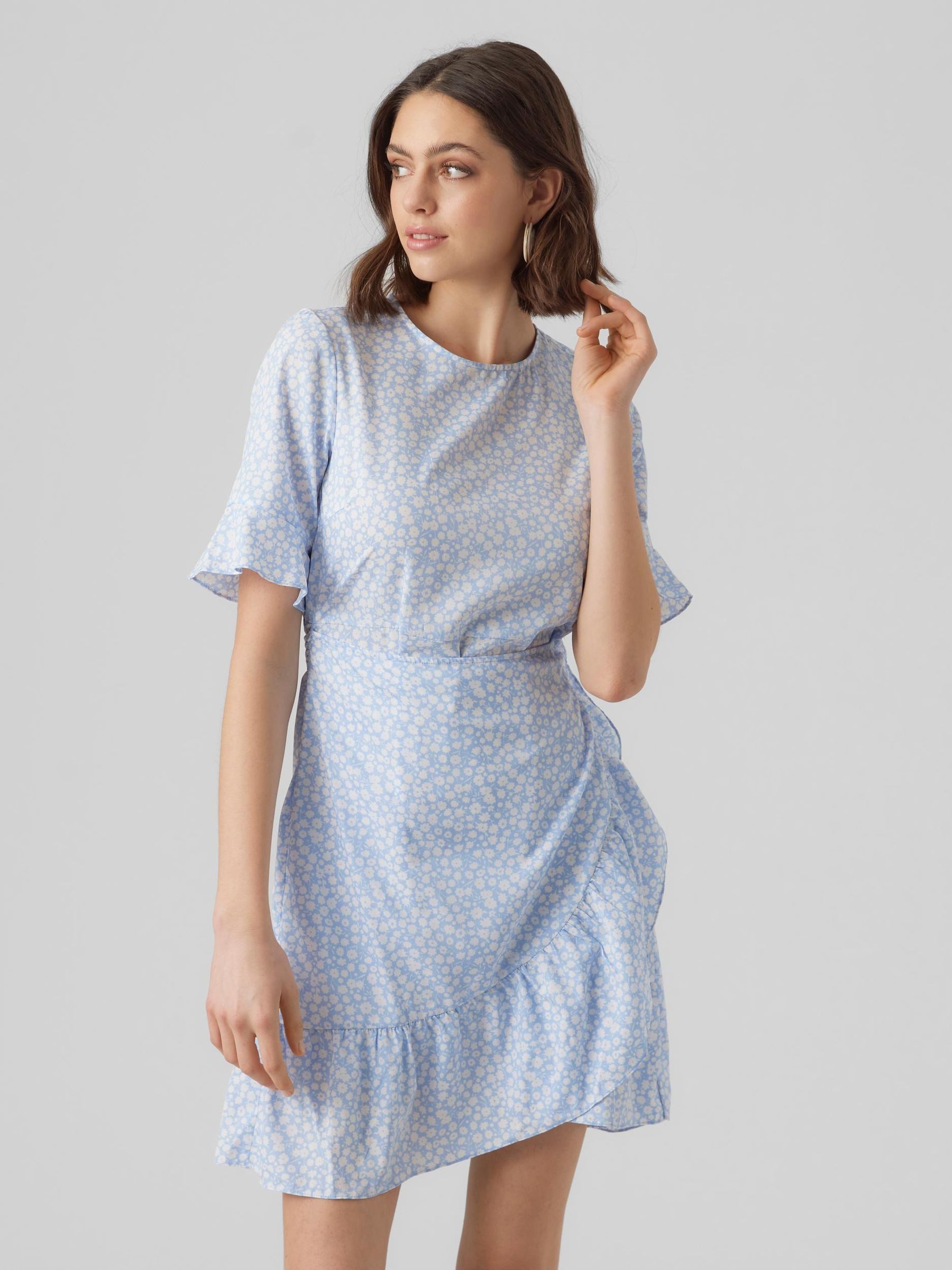 Vero Moda Shirtkleid Kurzes Mini Wickel VMHENNA für (kurz) VMHENNA 2/4 O-NECK SHORT DRESS NOOS