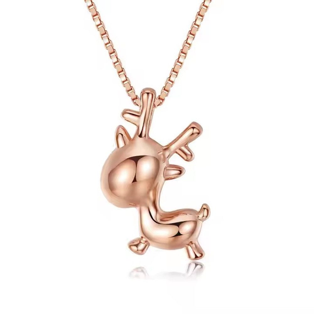 Runde Perlé Silberkette Kette mit Rentier günstig online kaufen