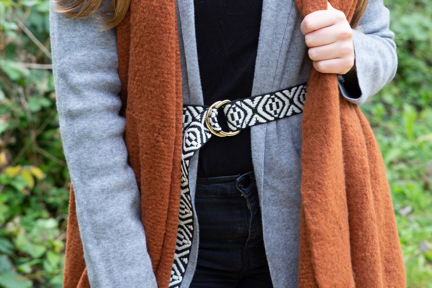 styleBREAKER Stoffgürtel Stoff Gürtel mit Azteken Muster und D-Ring Schnalle (1-St)