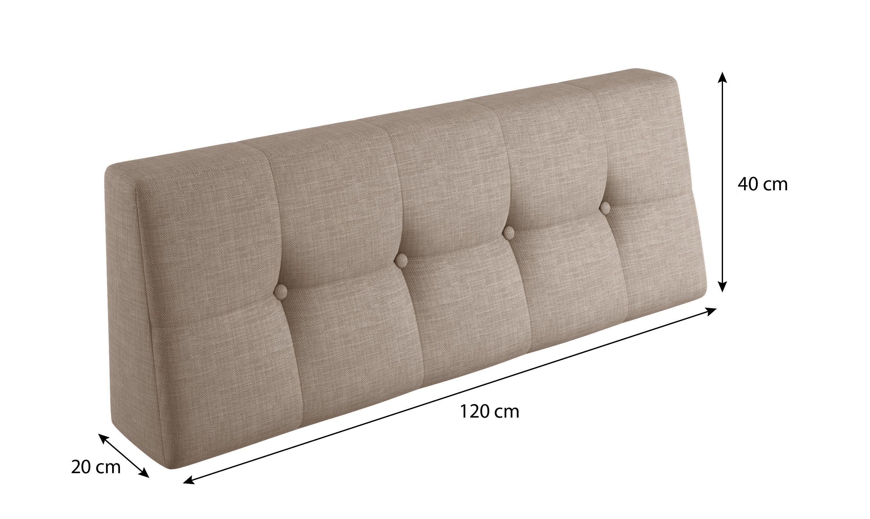 sunnypillow Rückenkissen Palettenkissen gesteppt Rückenkissen 120x40x20/10cm, Sandfarben