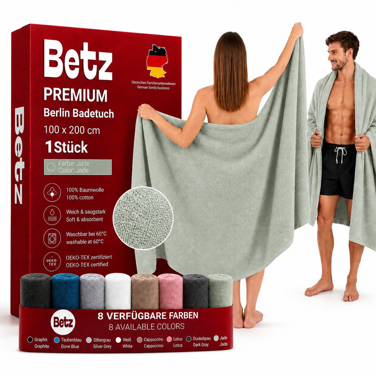Betz Badetuch 2 Stück Saunatücher groß XXL Berlin 100x200 cm, 100% Baumwolle (Set, 2-St), Badetuch Saunatuch Badetücher Saunatücher