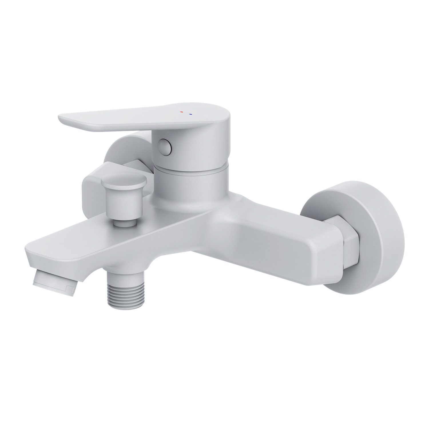 AM.PM Badarmatur Bad Armatur HIT Weiß Wannenarmatur Mischarmatur Mischbatterie (Wasserhahn Badewannenarmatur mit Duschschlauchanschluss, Einhebelmischer mit Auslauf) inkl. 2 x Abdeckrosetten