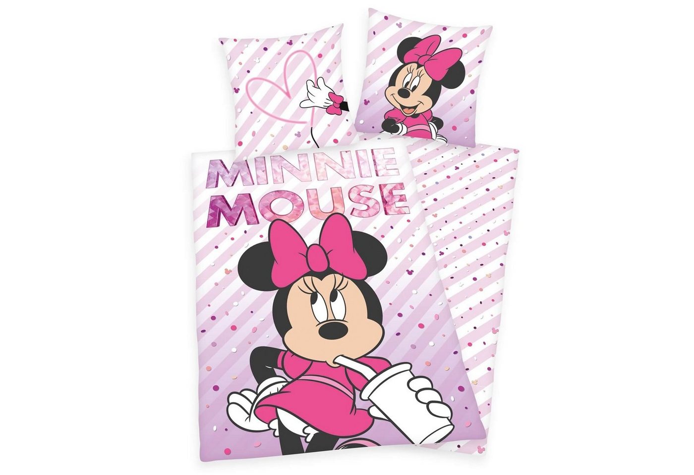 Herding Bettwäsche Disney Minnie Mouse - Wende-Bettwäsche-Set, 135x200 & 80x80, Baumwolle, 100% Baumwolle