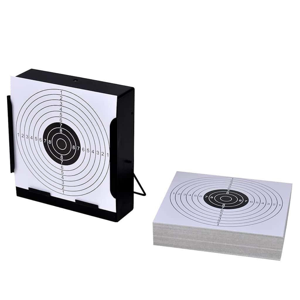vidaXL Zielscheibe Kugelfang 14 cm + 100 Zielscheiben aus Papier Quadratisch
