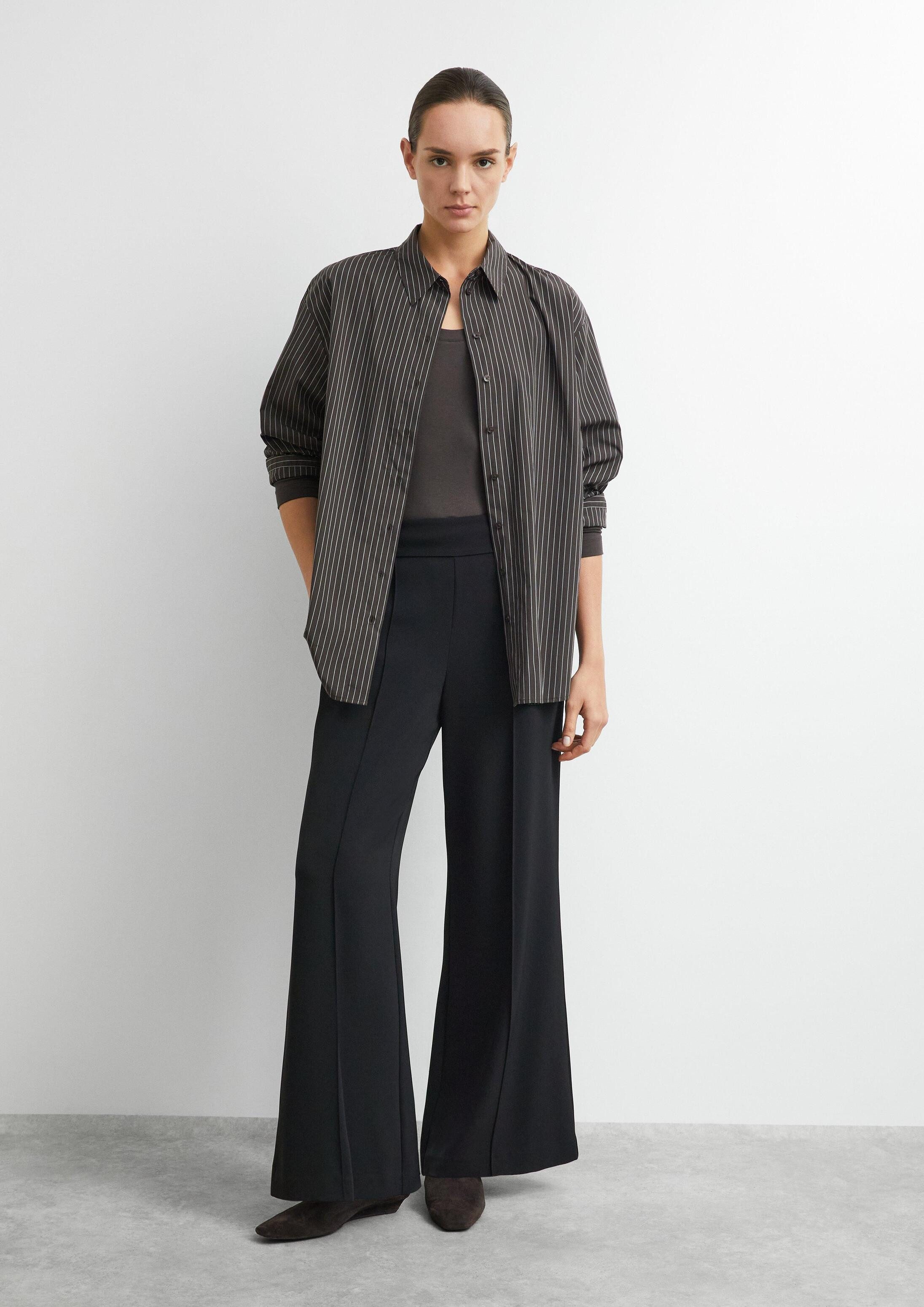 comma Chinos Hose Wideleg Travel-Hose mit Biesen und elastischem Bund hinten