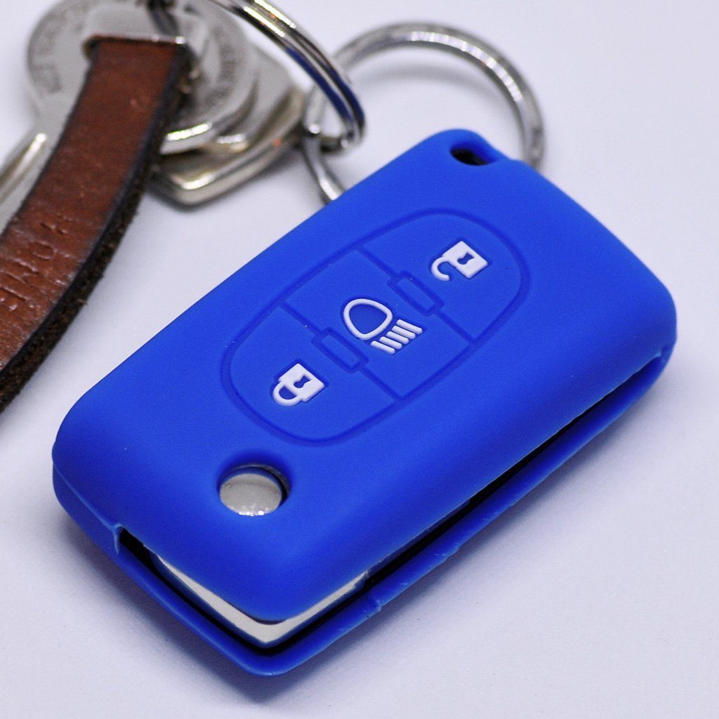 Citroen Blau, Tasten Dispatch Schutzhülle mt-key Klappschlüssel C8 Picasso Silikon 3 Softcase C5 Autoschlüssel für Jumpy Schlüsseltasche C4