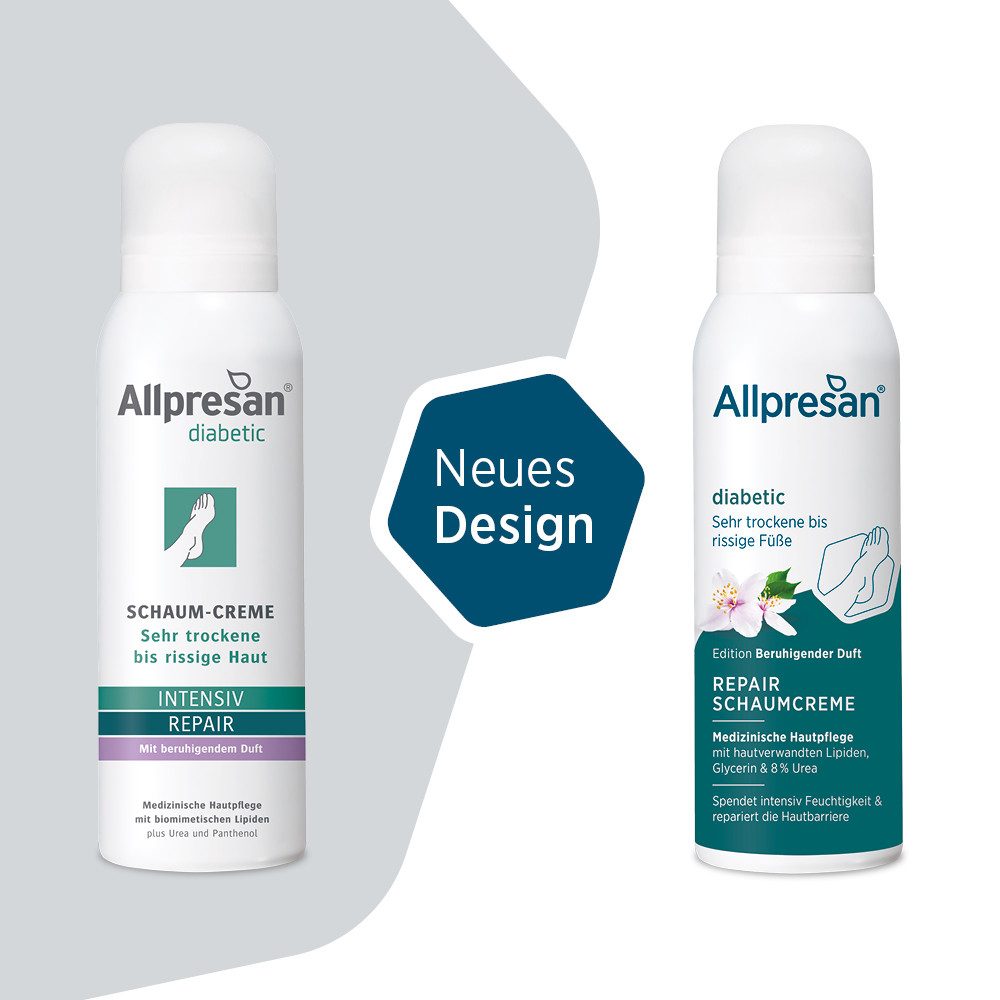 Allpresan Fußschaum Allpresan diabetic INTENSIV + REPAIR Pflegeserie -Produkt wählbar-, 1-tlg., Spezialpflege für sehr trockene bis rissige Haut bei Diabetes mellitus
