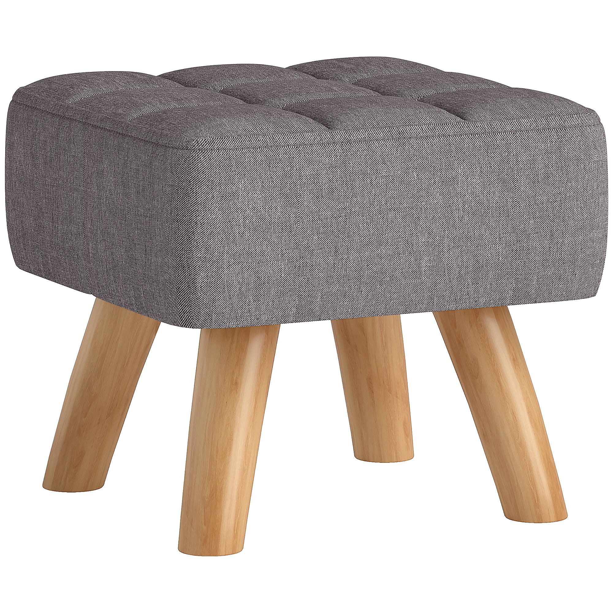 furnicato Hocker Fußhocker mit Polsterung, Leinenoptik, Holzbeine, Grau, bis (1 St)
