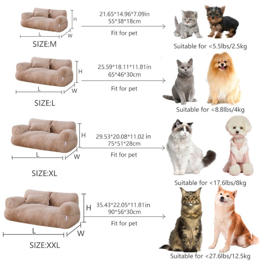 Ledander Tierbett Haustiersofa für Katzen & Hunde,Weiches und flauschiges Katzenbett, Waschbares Haustiersofa für Wohnungskatzen und kleine Hunde