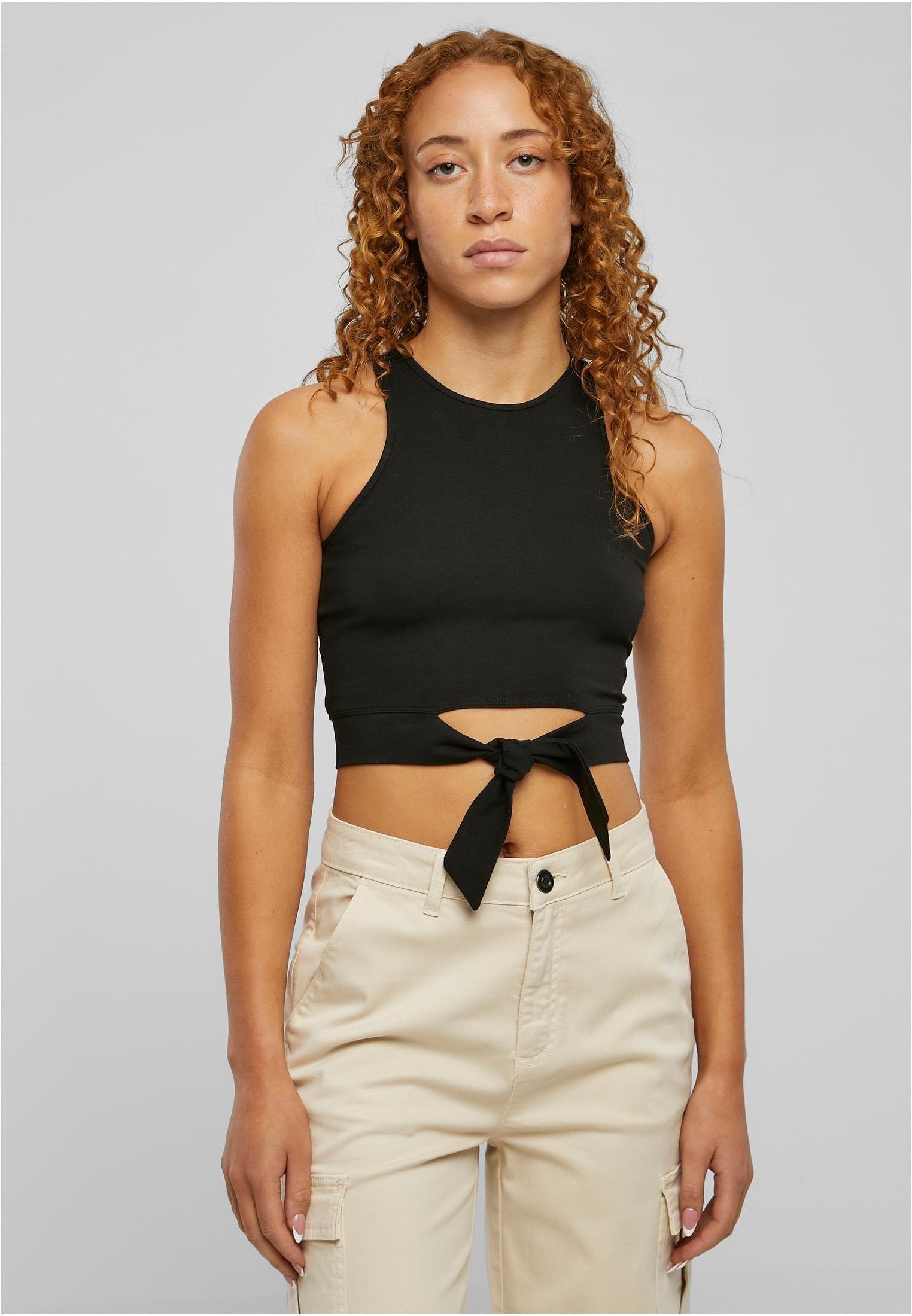 URBAN CLASSICS Tanktop Ladies Cropped Knot Top XS bis 5XL