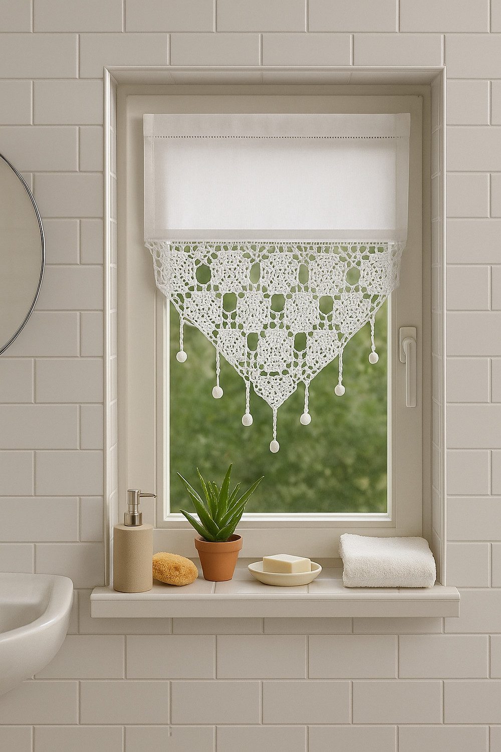 HOSSNER - ART OF HOME DECO Scheibengardine 55x60 cm (1 St), blickdicht, Baumwolle, Vintage, Romantische Stickerei