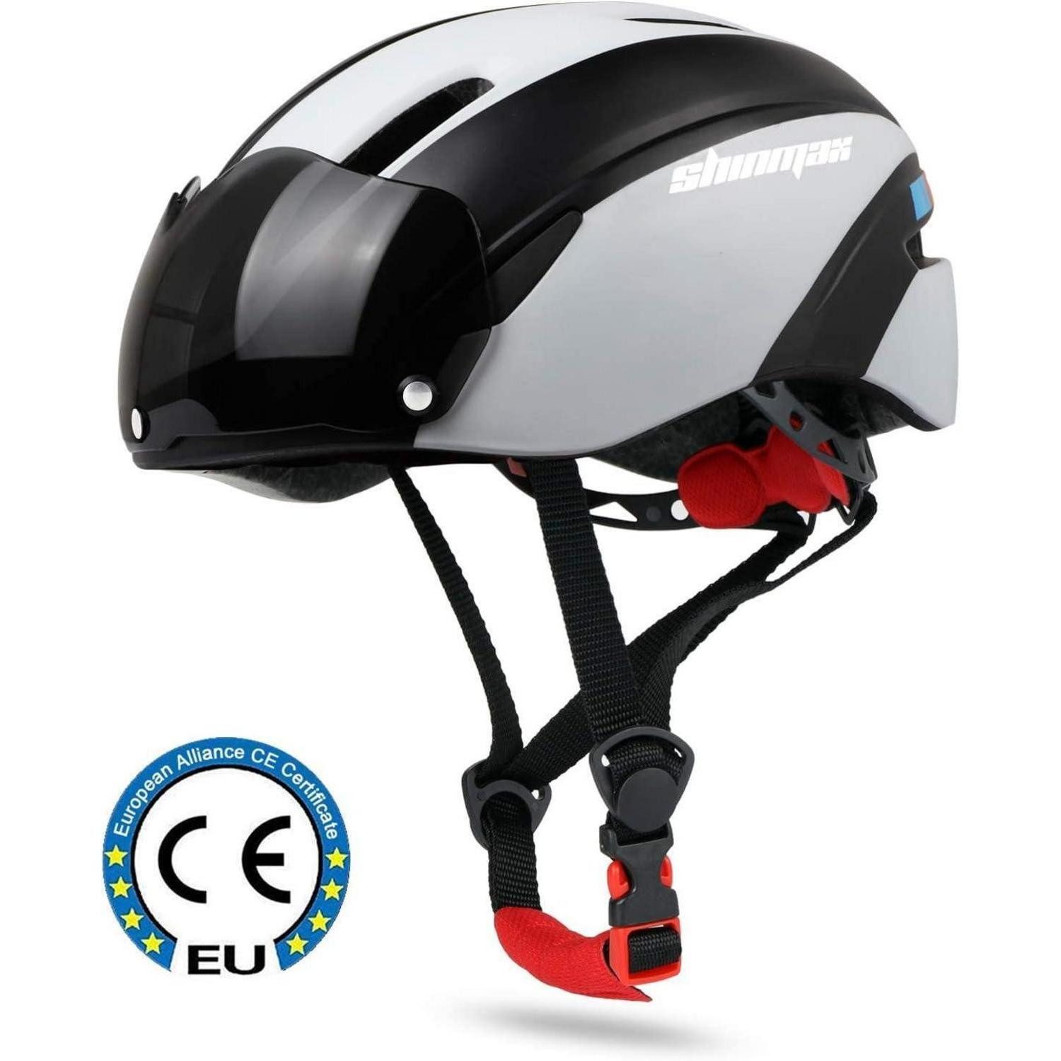 LuxusKollektion Fahrradhelm Fahrradhelm Herren Damen Visier MTB Rennrad Einstellbar Schwarz Weiß