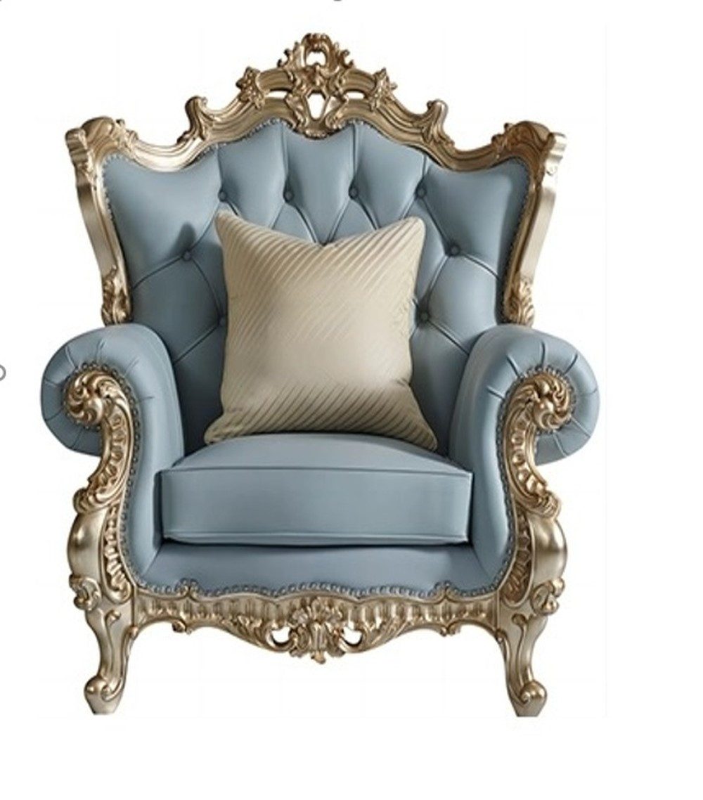 JVmoebel Chesterfield-Sofa Blauer Chesterfield Sessel Wohnzimmer Polstersessel, 1 Teile, Made in Europa