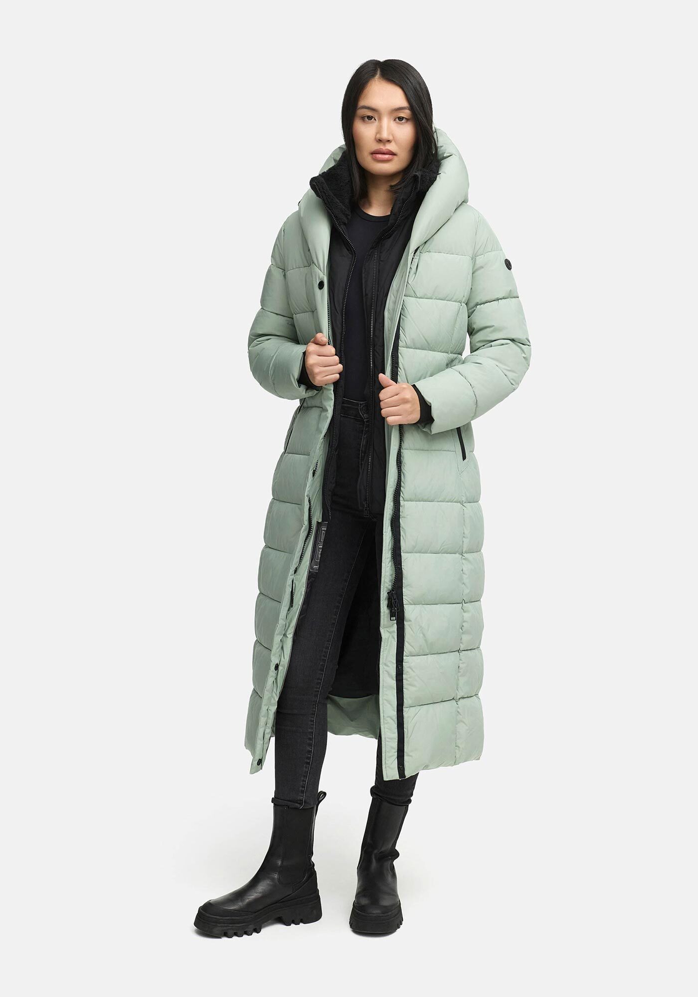 Marikoo Winterjacke Pakoraa extra langer Winter Mantel mit abnehmbaren Innenteil