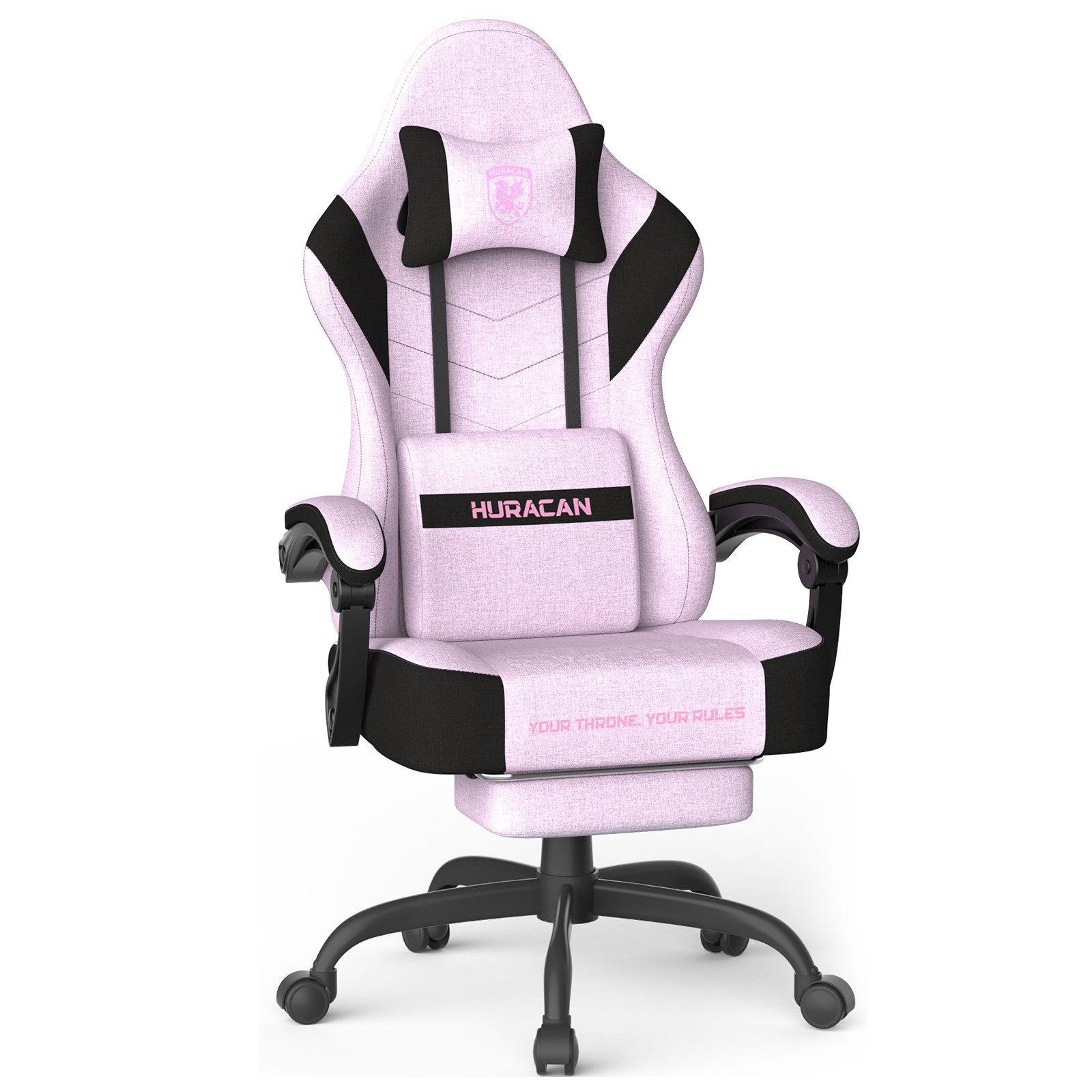Huracan Gaming-Stuhl PC Stuhl,Gaming Sessel,mit Kopfstütze,Lumbarstütze,Fußstütze (Ergonomischer Gaming-Stuhl,90°–135° Neigung), 360° Drehbarer,ergonomisch Gamer Stuhl