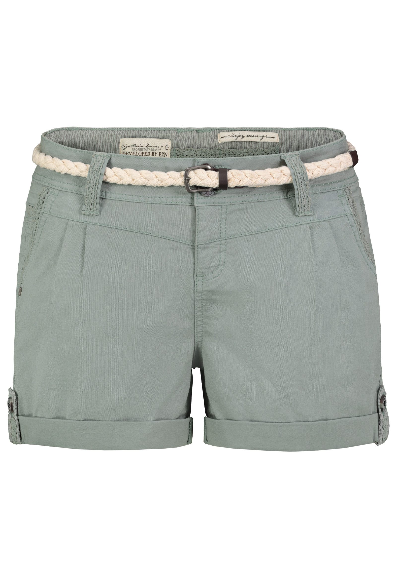 Eight2Nine Chinoshorts Damen Shorts mit Flechtgürtel Kurze Hose, Stretch-Tw günstig online kaufen