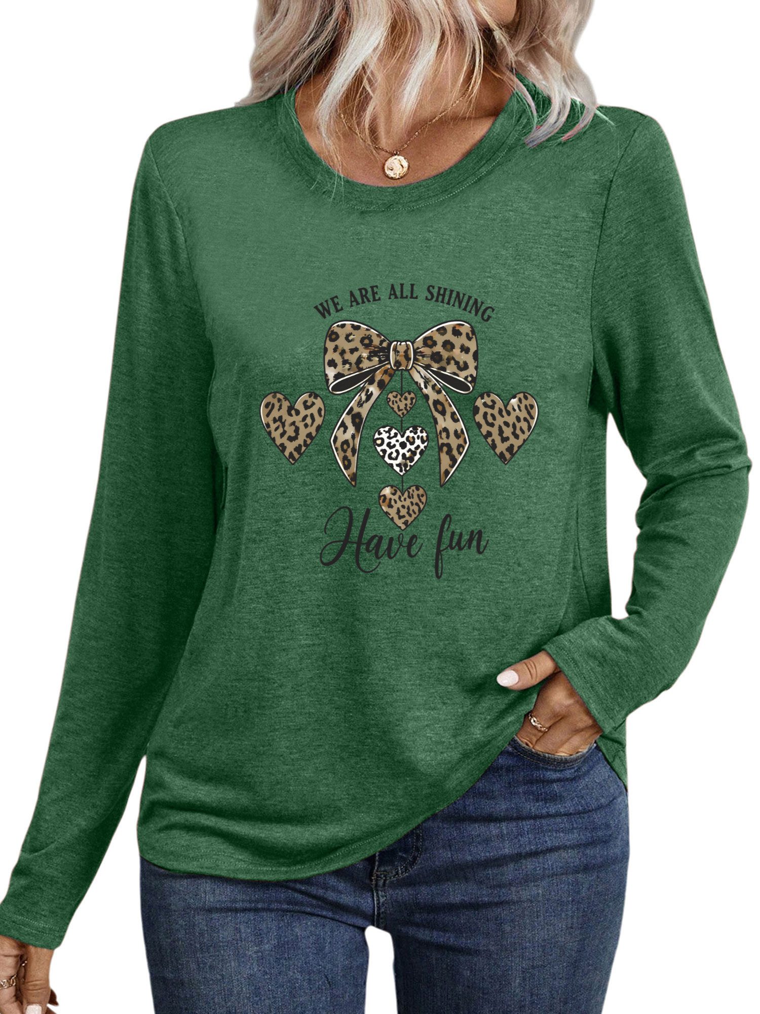 PYLIKE Langarmshirt Bequemes Shirt Damen Langarm Herbst Basic-Shirt mit ausgefallene Print Geeignet für den täglichen Gebrauch im Büro und zu Hause – Bild 2 von 5