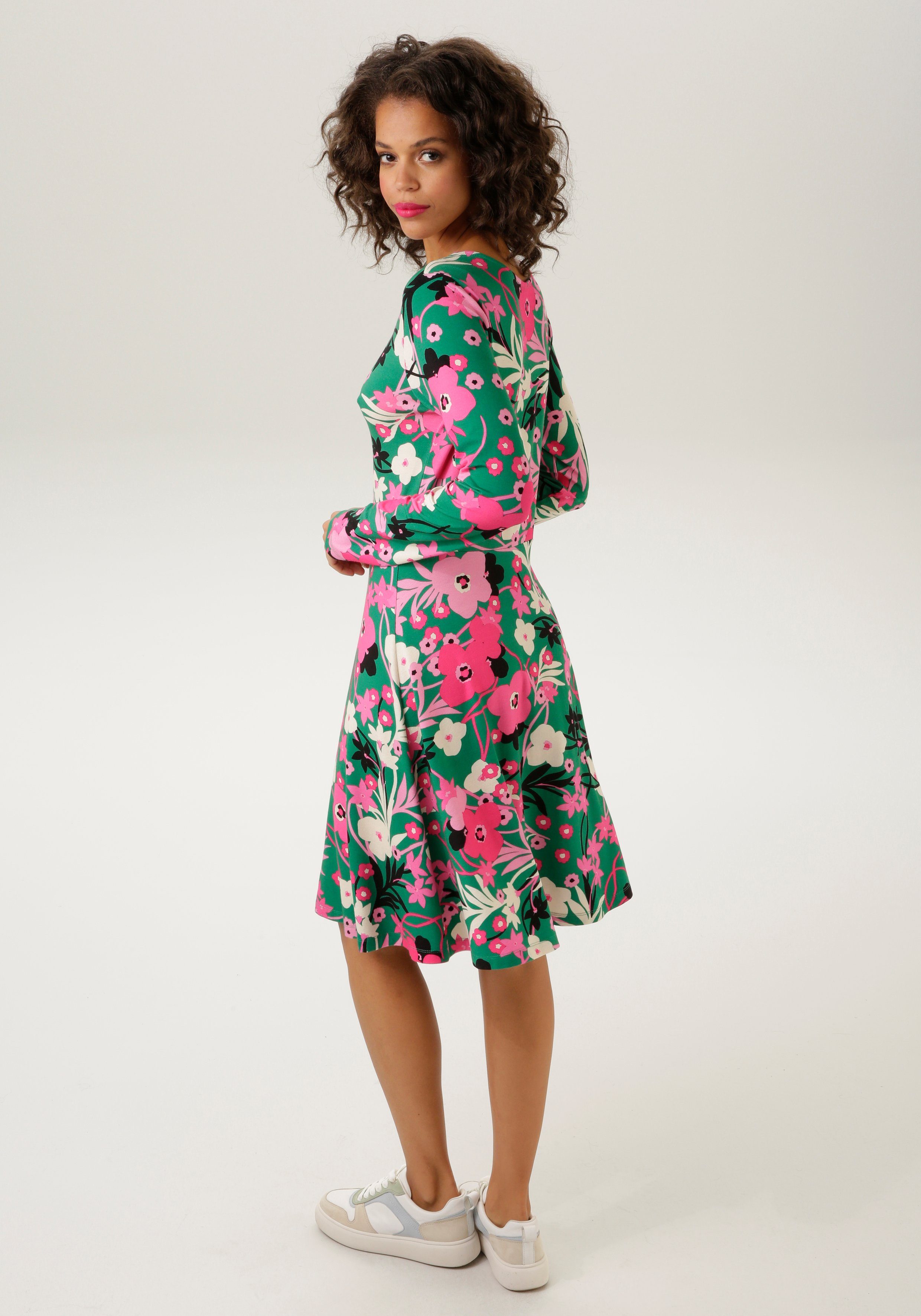 Teil Unikat Jerseykleid NEUE mit Aniston - CASUAL KOLLEKTION -jedes ein trendfarbigen Blumendruck