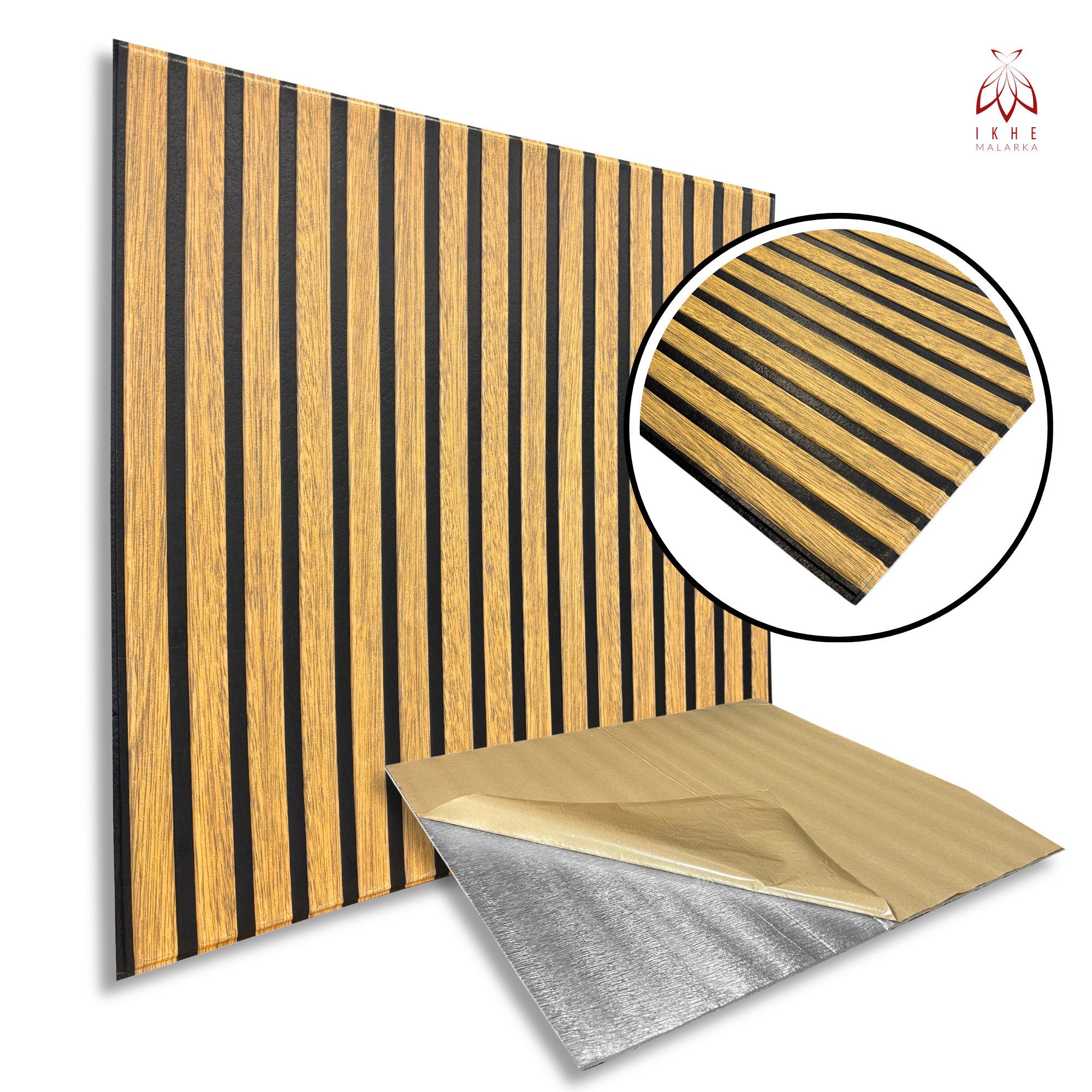 IKHEMalarka Wandpaneel Qualitätsgünstige Selbstklebende Lamellen Optik aus PE-Schaum, BxL: 66,5x67 cm, 0,44 qm, 66,5x66,5cm 5mm Stärke - Leicht & Flexibel