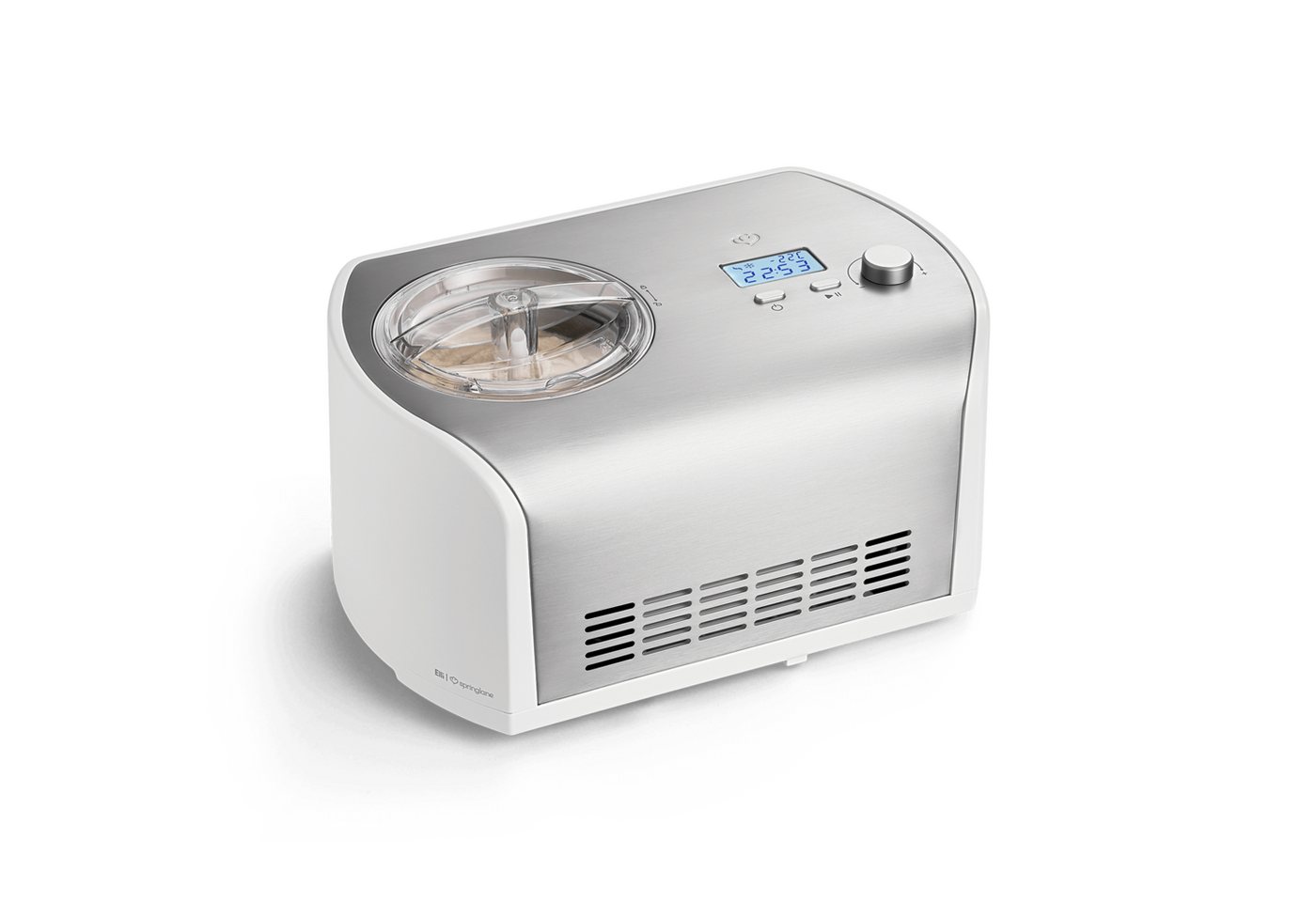 Springlane Eismaschine Elli selbstkühlend - Kompressor & LCD-Display, 1,20 l, 135,00 W, Eiscreme in 45 Min - Eiscrememaschine aus Edelstahl