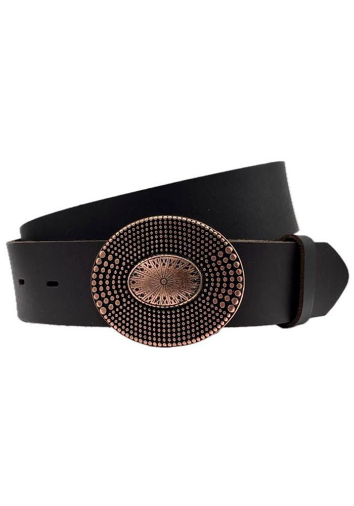 Rettungsring Gürtel Ledergürtel mit gemusterter Schließe in kupferfarben günstig online kaufen