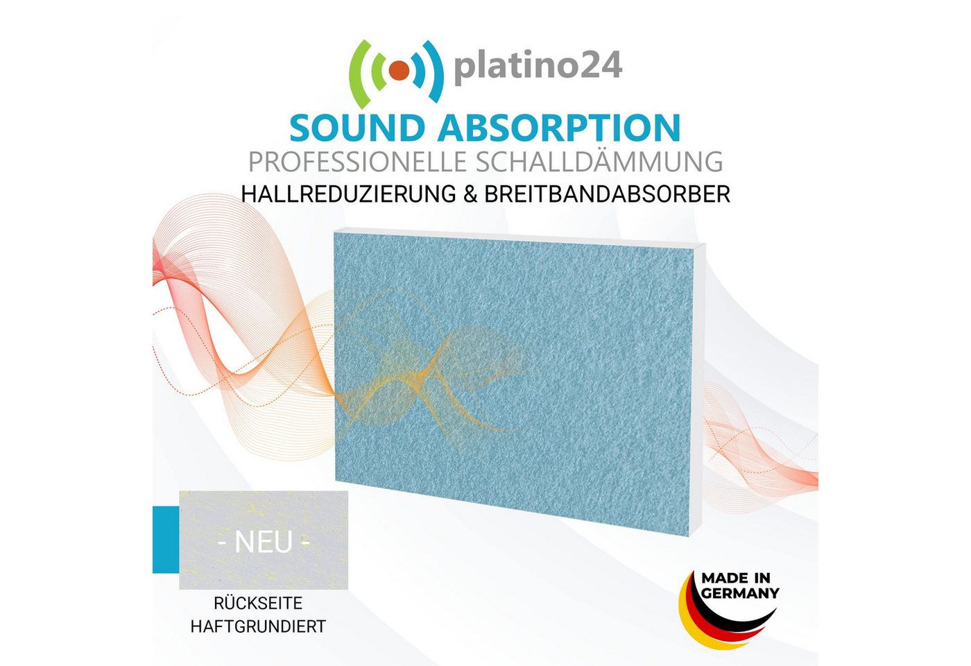 Thumbnail - platino24 Wandpaneel Rechteck aus Basotect ® G+ mit Akustikfilz 825x550x50mm Mulitcolor