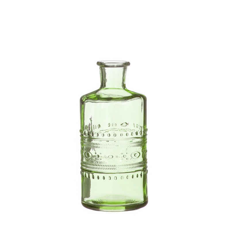 NaDeco Dekovase Glas Flasche Porto in Hellgrün h. 15,8 cm Ø 7,5 cm