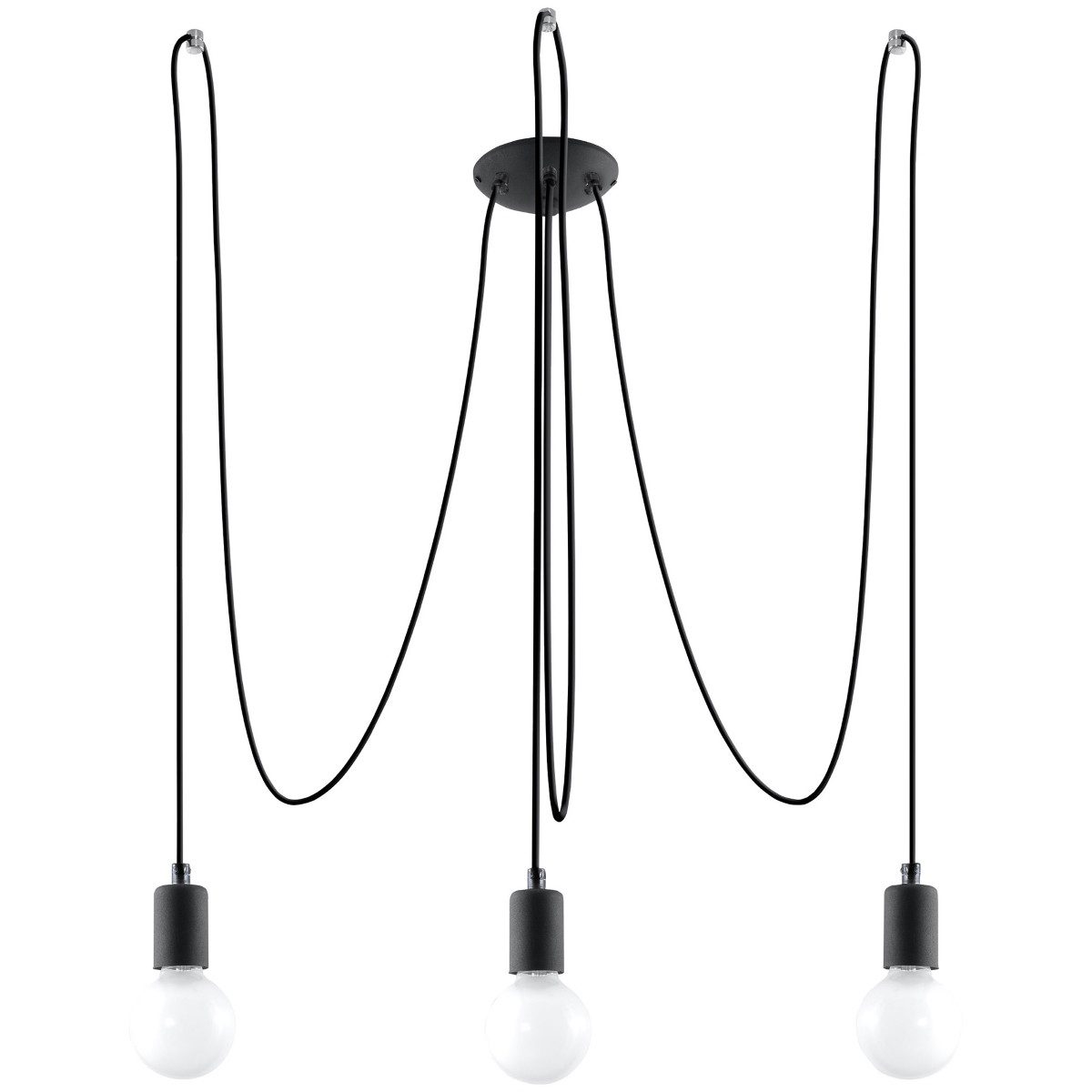 SOLLUX lighting Kronleuchter Kronleuchter Edison 3 Schwarz, Nicht enthalten