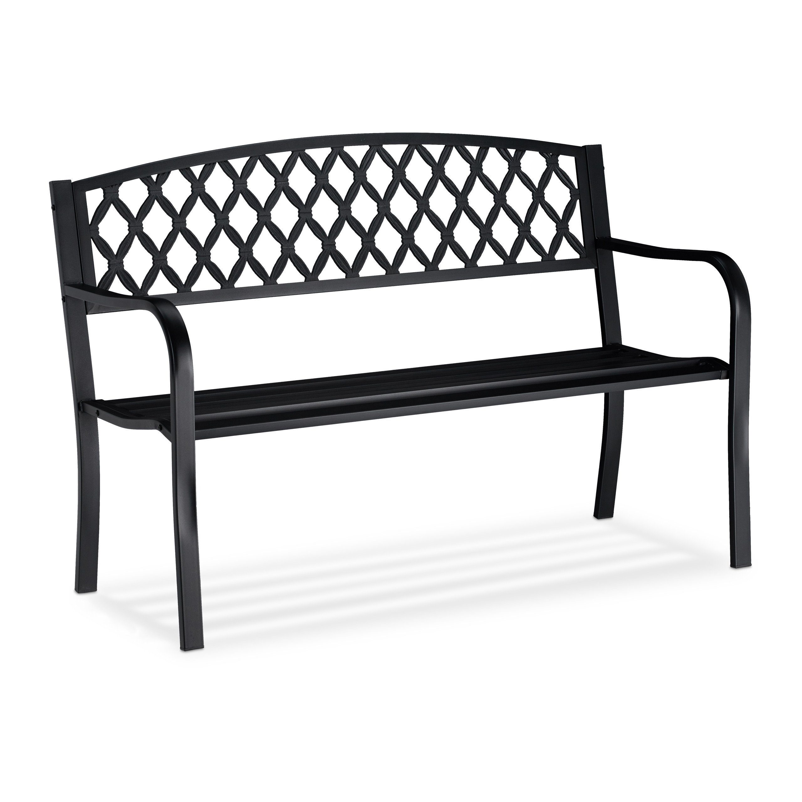 relaxdays Gartenbank Metall Gartenbank mit Flechtmuster günstig online kaufen