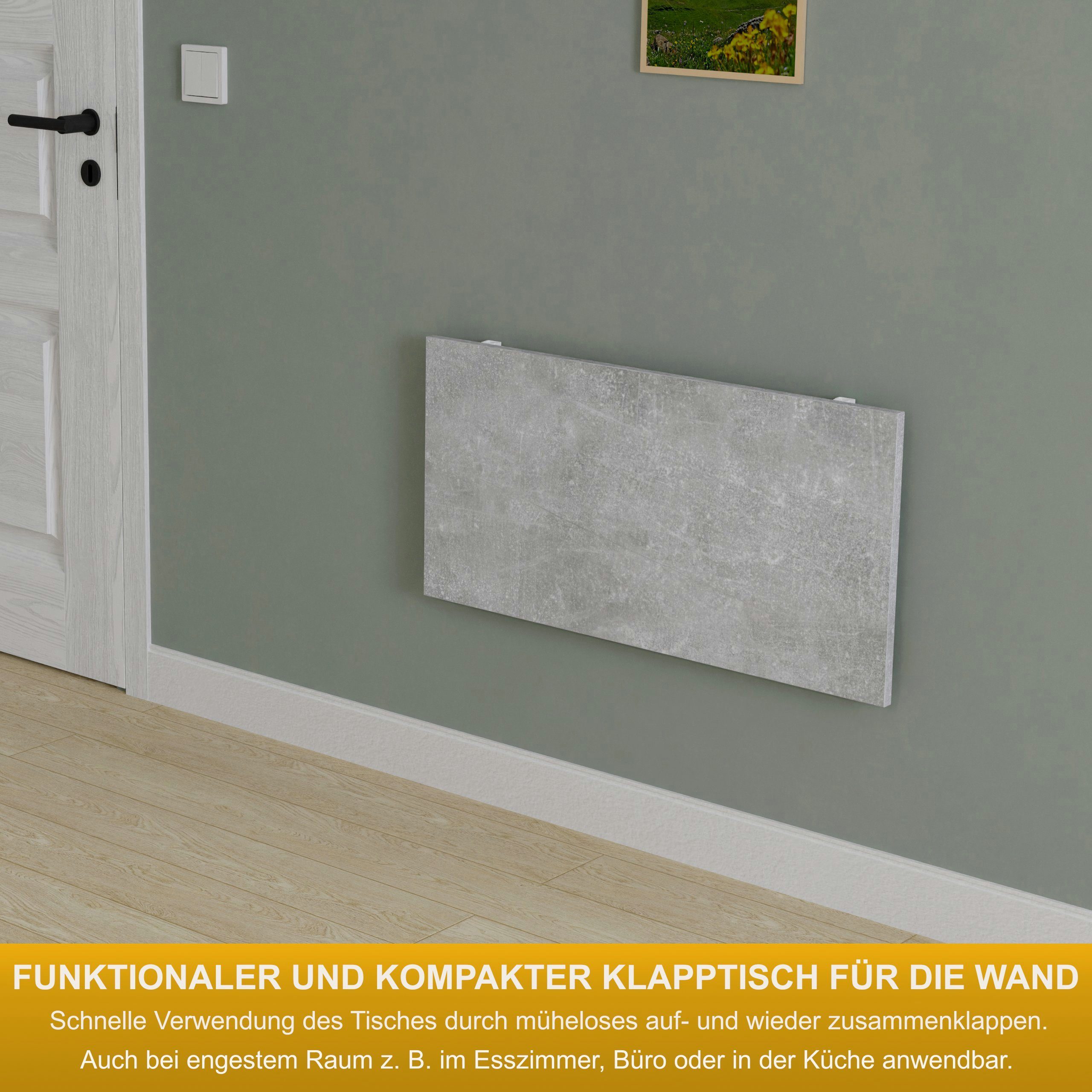 KDR Produktgestaltung Klapptisch 80x40 Beton Küchentisch Tisch, Esstisch Wand Schreibtisch Wandklapptisch