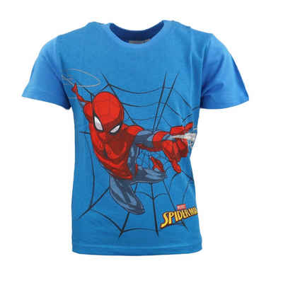 MARVEL Print-Shirt Marvel Spiderman Jungen Kinder kurzarm T-Shirt Gr. 98 bis 128, Blau oder Grau