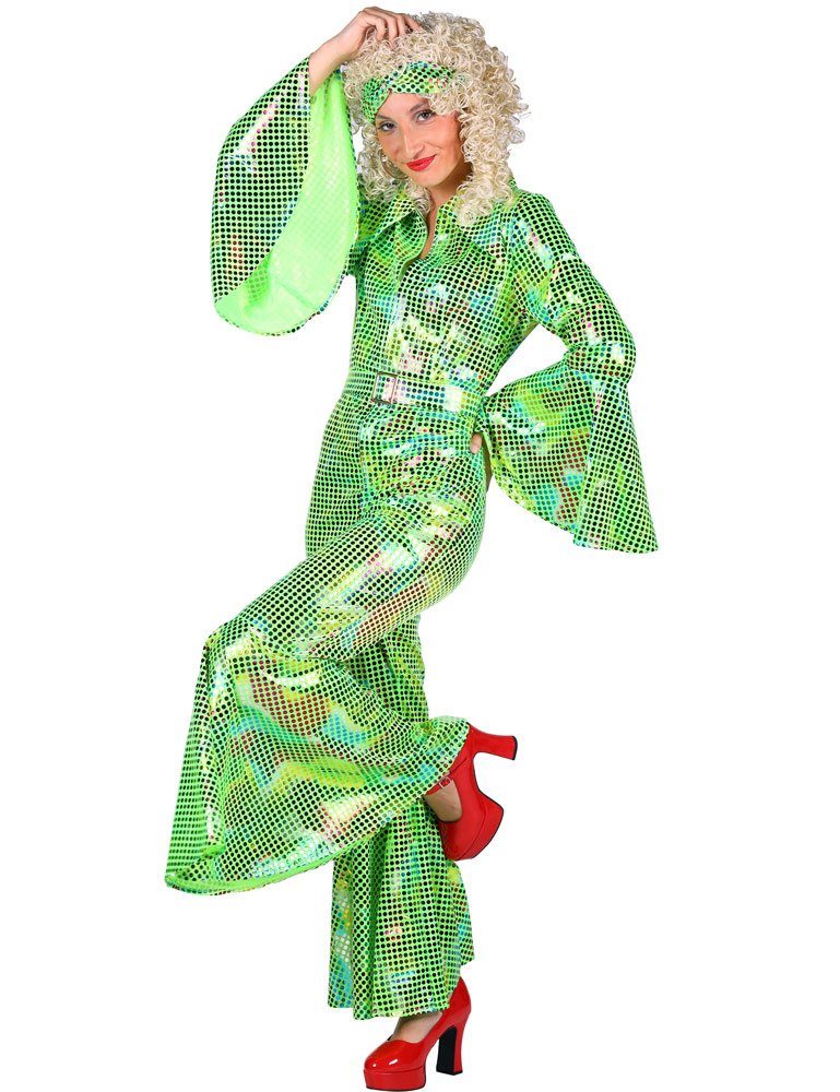 thetru Kostüm Disco Glitzer Anzug für Damen - Retro Party Kostüm, Anzug aus  einem glitzernden Material in bunten Farben