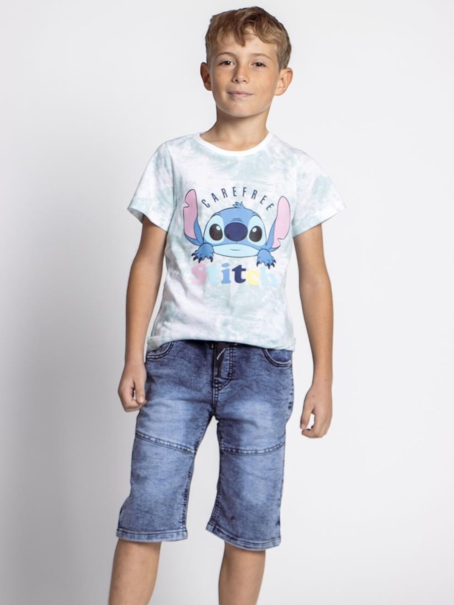 Cerdá T-Shirt Disney Lilo & Stitch - Carefree Kinder Kurzarmshirt aus Jersey Gr. 128 - 158 cm
